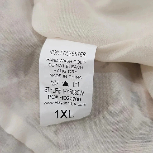 Hayden L.A. Floral Boho Smocked Waist Dress, Brown/ White, US Women's 1X - Picture 7 of 7